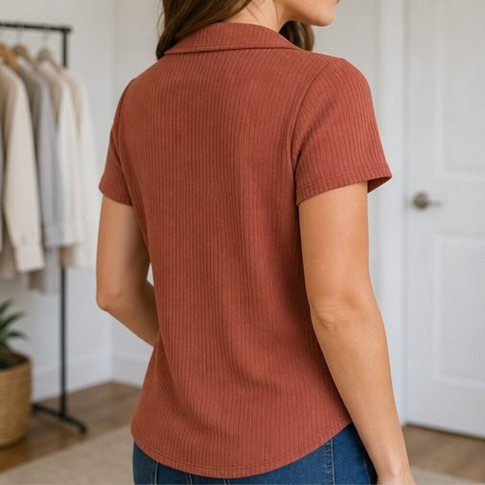 Rust V Neck Top - Picture 3 of 6